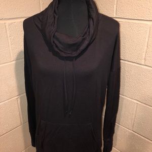 Athlete Black Tunic with Cowl Neck and Waist Tie